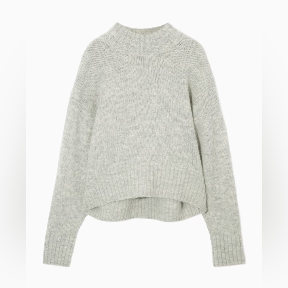COS Light Gray Alpaca Wool Turtleneck Sweater